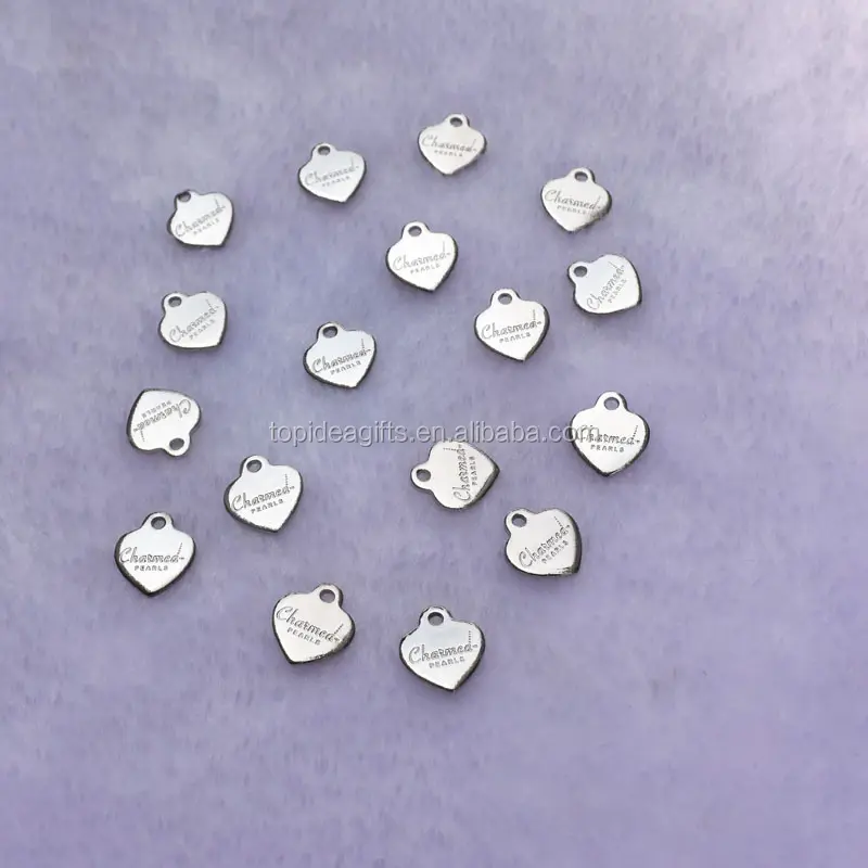 Heart Shape Stainless Steel Metal Engrave Logo Tags Charms For Jewelry Bracelet Necklace