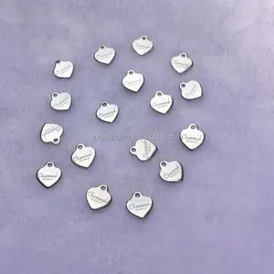 Kalp Şekli Paslanmaz Çelik Metal oyma logo Etiketleri Takılar Takı Bilezik Kolye Için