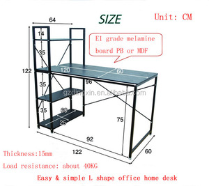 Bureau d'ordinateur de bureau en bois avec conception d'étagère Assemblage facile <span class=keywords><strong>Table</strong></span> d'ordinateur Mobilier de bureau de jeu (DX-432H1) - Product Image 6