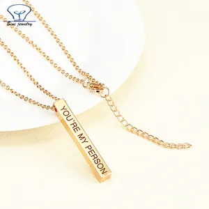 Ewelry-colgante vertical de acero inoxidable con un agujero, collar de barra en blanco, proveedor de China