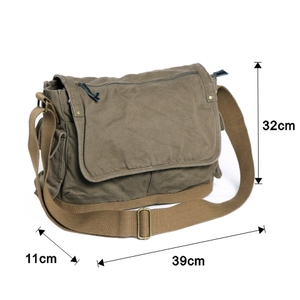 T0604 Sac à bandoulière vintage en <span class=keywords><strong>toile</strong></span> verte pour <span class=keywords><strong>homme</strong></span> en cuir ciré avec fermeture éclair prêt à expédier - Product Image 5