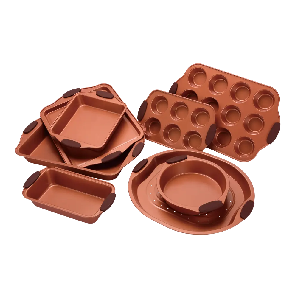 Baking Dish Bakeware Sets With Silicone Handles And Copper