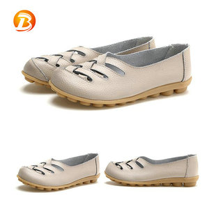 Summer Shallow Neck Anti slip Breathable Leather Flat <strong>Nurse</strong> <strong>Shoes</strong> - Product Image 4