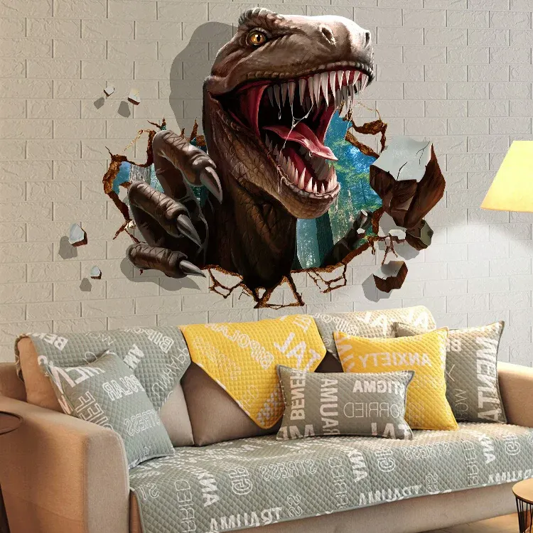 Nova 3D adesivo quarto PVC Dinossauro adesivo decoração da parede para a decoração home removível, 3D Adesivos de Parede