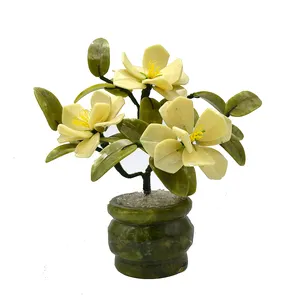 Bonsai artificial com flor de jade, bonsai com pedra preciosa mistura de jade, árvores para dinheiro