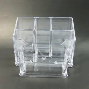 Office Transparent Clear Plastic Desk Organizer Desktop Pen Holder