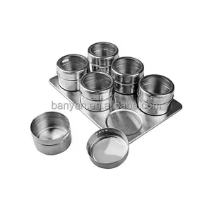 Hochwertige 6 PCS Gewürz box Edelstahl Magnet gewürz Set Gewürz dosen