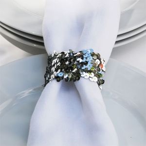 Da sposa di Paillettes <span class=keywords><strong>Argento</strong></span> Decorativo Anelli di Tovagliolo Titolari - Product Image 1