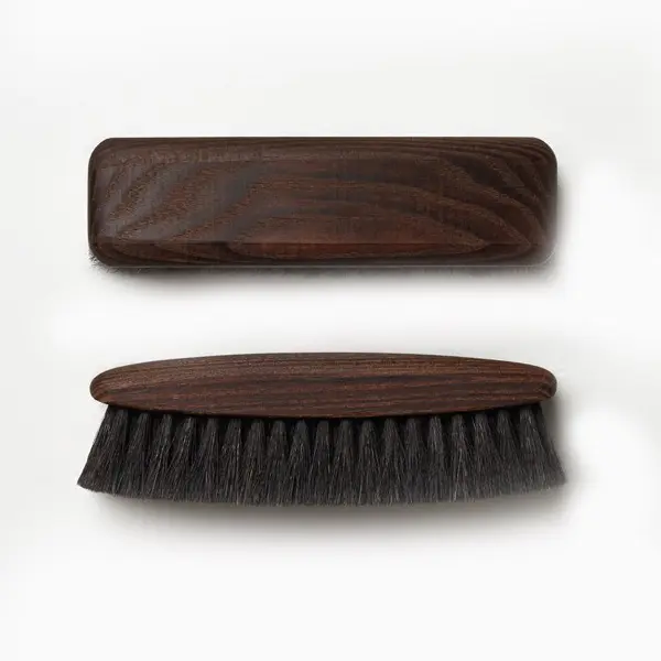 Wholesale high quality oval wooden soft horsehair shoe brush