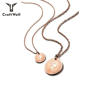 Craft Wolf joyería de moda Oro plata Mujeres Hombres Elizabeth <span class=keywords><strong>Avatar</strong></span> Acero inoxidable Cadena de monedas en relieve Collar ecológico - Product Image 4