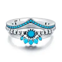 BAGREER SCR368 S925 las mujeres personalizado anillo de moda, anillo de circón de la mano azul de piedras preciosas anillo de joyería de las niñas