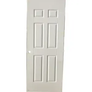 Servicio integral Puerta interior de madera de acero barata WPC Puertas de dormitorio de 6 paneles con cerradura