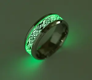 男女皆宜的戒指龙设计发光的不锈钢环派对
