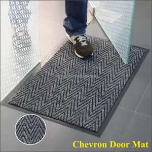 Door Mat Polyester Welcome Plain Indoor Outdoor Polyester Ribbed Rug Promotional Rib Entryway Door Mat With PVC Backing