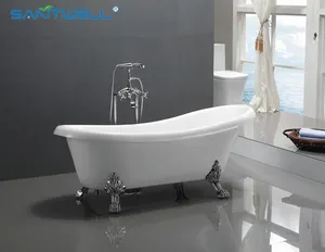 Sanitarios baño acrílico bañera de hierro fundido de pie libre lavar baño bañera para venta