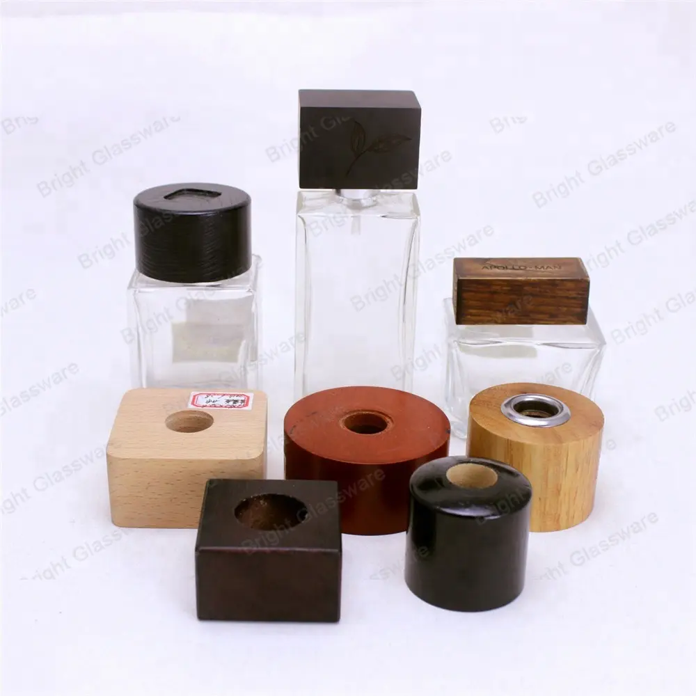 Chian Factor High Quality Black Screw Wooden Lid Cap For Diffuser Bottle