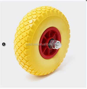 Roue en mousse PU de <span class=keywords><strong>10</strong></span> pouces 3.00-4 avec jante en plastique pour chariot - Product Image 4