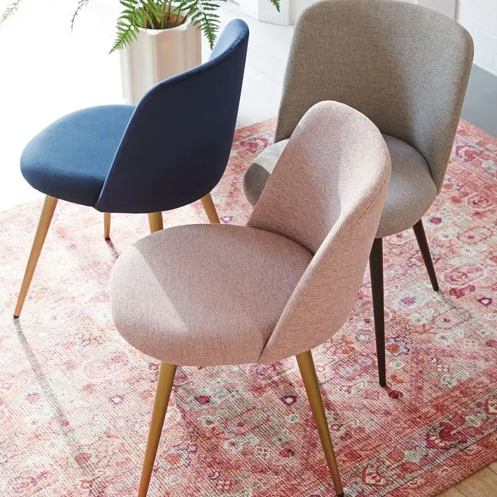 Modern design fabric seat gold leg dining chair office chair