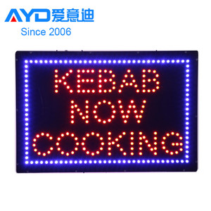 Panneau acrylique à LED, Panneau <span class=keywords><strong>ouvert</strong></span> à LED, Open <span class=keywords><strong>Kebab</strong></span> Now Cooking LED Signs - Product Image 1