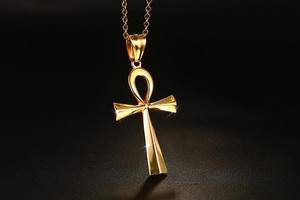 Collar y colgantes de crucifijo egipcio, símbolo de la vida, de acero inoxidable, regalo de joyería - Product Image 6