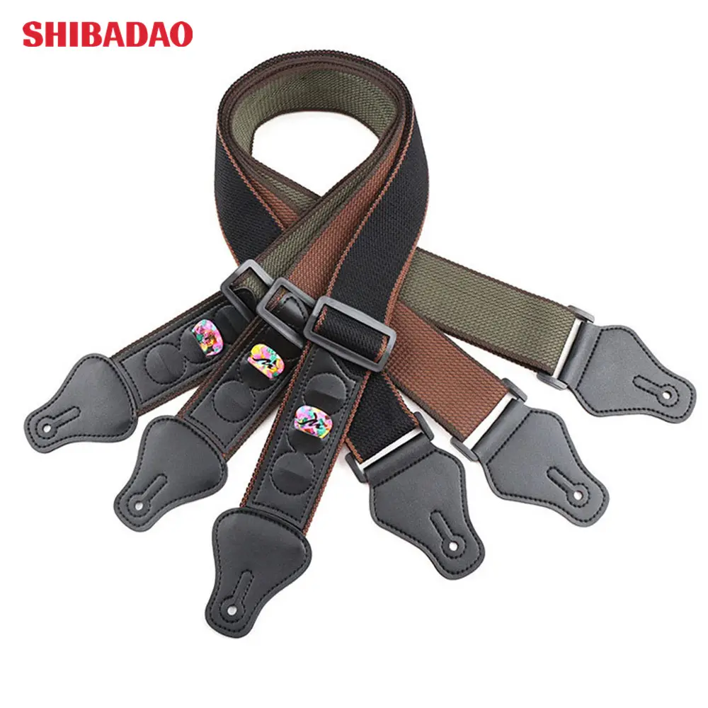 Wholesale high quality carrying guitar picks strap belt guitar belt/guitar strap with leather head