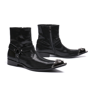 NA148 Bottes habillées pour hommes en cuir véritable de luxe, noires, formelles, chaussures habillées pour hommes de créateur, bottines, bottes de <span class=keywords><strong>moto</strong></span> pour soirée - Product Image 5