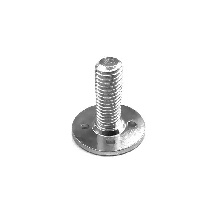 Non-standard round flat T head bolt with hole custom made by laser cutting CNC machining steel fasteners supplier