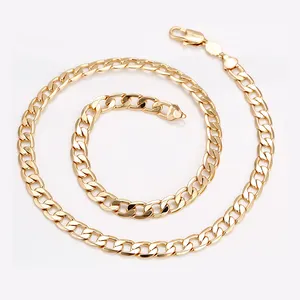 43671 gold jewellery dubai, nuevo diseño de cadena de oro para hombres collar de joyería chapado en oro de moda