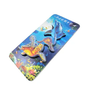 Quà Lưu Niệm Florida Độc Đáo Bán Buôn Thế Giới Biển Tủ Lạnh Sticker 3D 2 Lớp Foil Dolphin Tủ Lạnh Nam Châm Bộ Sưu Tập