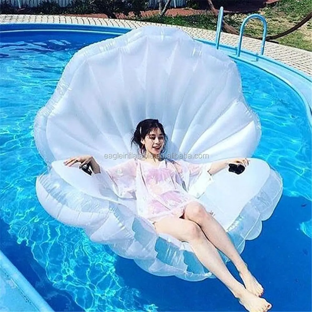 Flutuador inflável para piscina, estoque de fábrica, bom preço, pvc, grande concha, lago, concha, flutuador inflável para piscina, venda