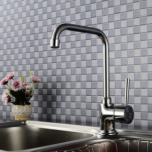 Grifo de cocina mezclador frío y caliente de cuello Wan de latón de un solo mango con acabado cromado moderno comercial <span class=keywords><strong>griferia</strong></span> de cocina - Product Image 2