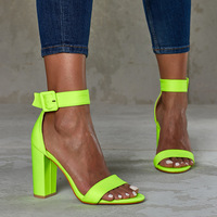 Sandales à talons hauts sexy pour femmes, couleur fluorescente CSS527, talon épais, chaussures pour femmes