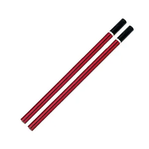 Wholesale Pre-sharpened Hexagonal Round Triangular red thin stripe and black color hb wood pencil with long biack dipped end