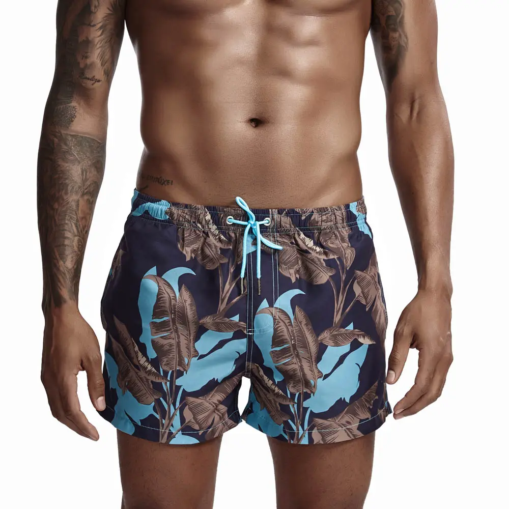 Sungas moda praia, calção de banho para adultos, roupas de praia florais masculinas, secagem rápida, roupa de praia de poliéster, para homens