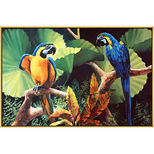 LZIMU Quadro di Pappagallo Ara tropicale Stampe su tela Stampe su tela Uccello colorato su ramo Animali della foresta Opera d'arte per soggiorno Camera da letto(Quadri-1, (30.00 x 45.00 cms