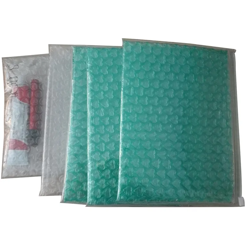 Popular wholesale custom logo printing reusable PVC heart bubble zip protective packaging bubble bag