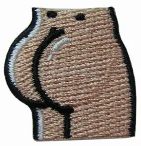 BLACK & BROWN FUNNY CARTOON BIG ASS UNTEN APPLIQUE STICKEREISEN AUF PATCH