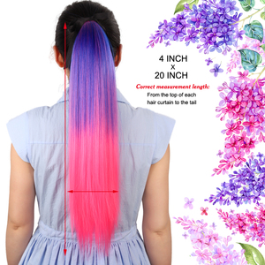 Alilader Extension de cheveux synthétique lisse et soyeux de 20 pouces, queue de cheval, couleur ombrée, clip pour cheveux pour femmes, vente en gros - Product Image 2
