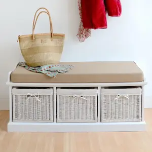 Banc de rangement en bois de Style français, vintage européen, banc de rangement d'intérieur en chêne