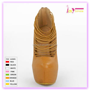 Tan couleur fermer toe gros mode sexe très haute talon femme plate - forme chaussures pour dames - Product Image 3