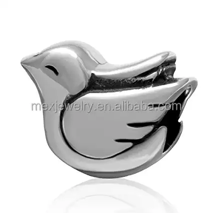 Charme de pássaro amuleto 925 prata, pomba casal pingente animal pulseira