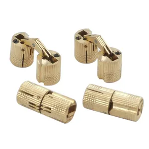 Copper Barrel Hinges Cylindrical Hidden Cabinet Concealed Invisible Brass Door Hinges For Furniture Hardware