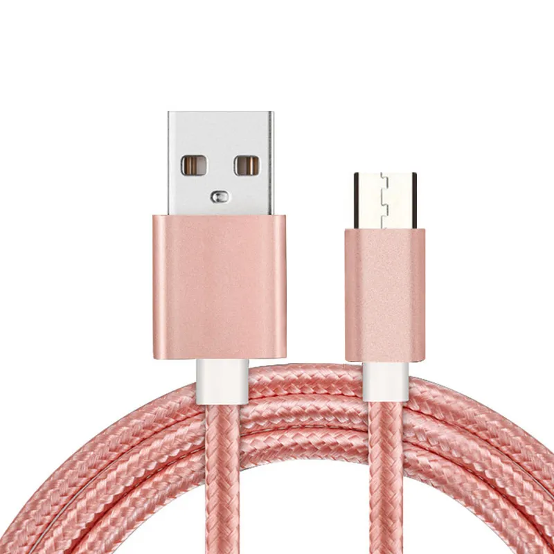 คุณภาพสูง 1M 2M ผ้าสีสันไนลอนถักเดิม 2A สายชาร์จข้อมูล Sync Micro Usb Cabel