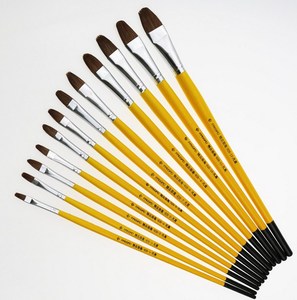 Peinture belette pinceaux bois rond 5A artiste pinceau ensemble 1 #-12 # OEM haute qualité artiste peinture à l'huile gouache peinture acrylique - Product Image 1
