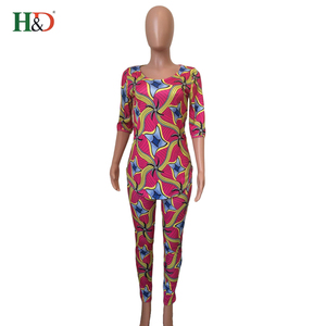 H & D Chaude Pantalon Chemise Couleur Combinaison Africain Cire Robes Styles En Vrac En Gros Vêtements Pour Vente - Product Image 4