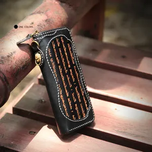 Best Real Men Vegetable Tanned Cow Leather Long Clutch Wallet Hand Bag5089