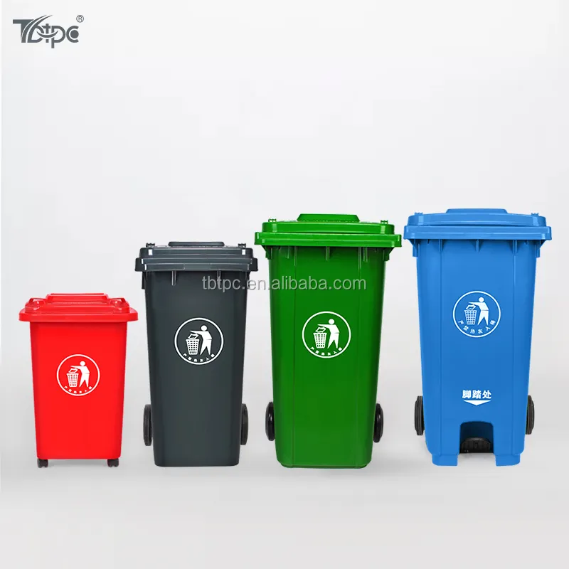 プラスチック製ウィリーコンテナ120L/240L/360L/660L/1100Lプラスチック製モバイルゴミ箱、ゴミ箱、中国の240リットルゴミ箱