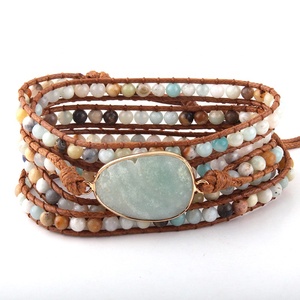 Bracciale alla Moda con Perline, Fatto a Mano, con <span class=keywords><strong>Pietre</strong></span> <span class=keywords><strong>Naturali</strong></span> e Ciondolo in Pietra, Braccialetti a 5 Fili Avvolgenti, per Dropshipper - Product Image 6