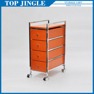 Organisateur de bureau à tiroirs étroits à 4 niveaux avec tube métallique carré Chariot à 4 roues en forme de rectangle - Product Image 6