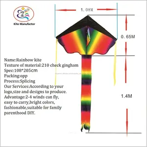 Negro Delta Rainbow kite niños jardín juguete deporte Venta caliente Flying kite de la cometa factory-k03